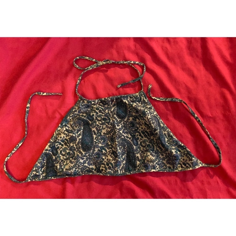 Blue Paisley pattern Crop Halter Top
